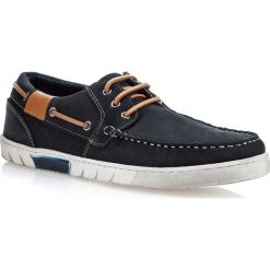Buty męskie. Niebieskie buty sportowe męskie Wittchen, ze skóry, bez zapięcia, żeglarskie. W wyprzedaży za 199,90 zł.