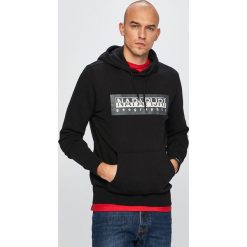Napapijri - Bluza. Czarne bluzy męskie Napapijri, xxl, z nadrukiem, z bawełny, z kapturem, bez rękawów, z kapturem. W wyprzedaży za 239,90 zł.