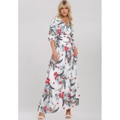 Biała Sukienka Beauty Charm. Białe sukienki damskie other, na lato, xl, bez wzorów, z tkaniny, bez kołnierzyka, bez rękawów, maxi. Za 124,99 zł.