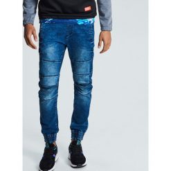 Jeansy slim jogger z przeszyciami - Granatowy. Niebieskie jeansy męskie Cropp, m, bez wzorów. Za 139,99 zł.