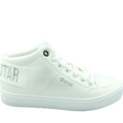 Trampki damskie BIG STAR EE274352, Kolor biały. Białe trampki i tenisówki damskie BIG STAR, bez wzorów, bez zapięcia. Za 140,00 zł.