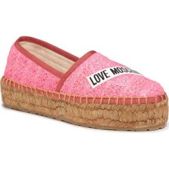 Espadryle LOVE MOSCHINO - JA10413G0AJQ0604 Fuxia. Różowe espadryle damskie Love Moschino, bez wzorów, ze skóry ekologicznej, bez obcasa, na płaskiej podeszwie. W wyprzedaży za 659,00 zł.