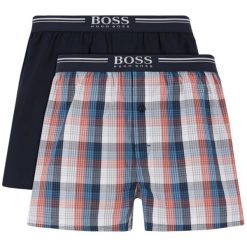 Komplet 2 par bokserek Boss 2P EW 50425700. Niebieskie bokserki męskie Boss, bez wzorów, z bawełny. Za 179,00 zł.