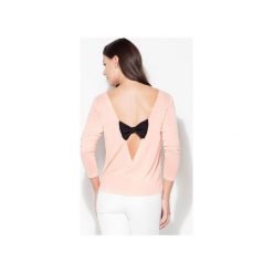Bluzka K199 Róż. Różowe bluzki damskie KATRUS, xl, bez wzorów, eleganckie, z kontrastowym kołnierzykiem, z długim rękawem. Za 89,00 zł.