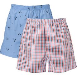 Bokserki z popeliny (dwupak). Niebieskie kalesony męskie marki La Redoute Collections, w kratkę, z bawełny. Za 70,52 zł.