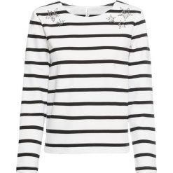 Bluza w połyskujące gwiazdy bonprix biało-czarny w paski. Białe bluzy damskie bonprix, w paski, bez rękawów, bez kaptura. Za 34,99 zł.