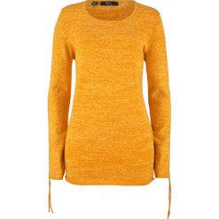 Sweter melanżowy z ozdobnym marszczeniem bonprix miodowy melanż. Żółte swetry klasyczne damskie marki Mohito, l, z dzianiny. Za 37,99 zł.