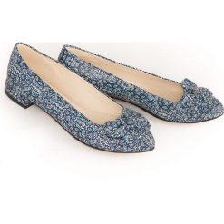 Kolorowe balerinki z kokardą - skóra naturalna - model 048 - motyw etniczny. Baleriny damskie Zapato, bez wzorów, ze skóry, bez obcasa. Za 299,00 zł.