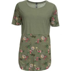 Shirt bonprix oliwkowy w kwiaty. Zielone koszulki damskie bonprix, w kwiaty. Za 59,99 zł.
