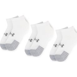 Zestaw 3 par niskich skarpet unisex UNDER ARMOUR - Heatgear Lo Cut Sock 1346753-100 White. Szare skarpetki damskie Under Armour, bez wzorów, z elastanu. Za 49,00 zł.