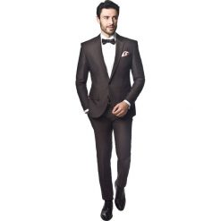 Garnitury: garnitur loxley 313 brąz slim fit