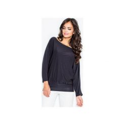 Bluzka M037 Czarny. Czarne bluzki damskie FIGL, xl, bez wzorów, bez kołnierzyka, z długim rękawem. Za 65,00 zł.