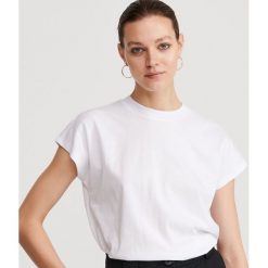 Bawełniany T-shirt - Kremowy. Białe t-shirty damskie Reserved, s, z bawełny. Za 24,99 zł.