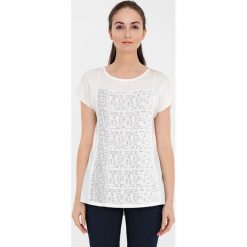 T-shirt w kolorze biało-szarym. Szare t-shirty damskie Far Far Fashion, Ryłko by Agnes&Paul, bez wzorów, z okrągłym kołnierzem. W wyprzedaży za 49,95 zł.
