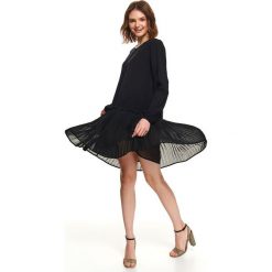 Plisowana sukienka o lini a. Czarne sukienki damskie Top Secret, na co dzień, na lato, bez wzorów, z okrągłym kołnierzem, bez rękawów, długie, mini, proste. W wyprzedaży za 69,99 zł.