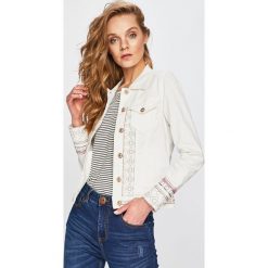 Desigual - Kurtka jeansowa. Białe kurtki damskie marki Desigual, s, z haftami, z elastanu. Za 499,90 zł.
