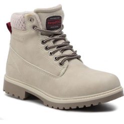 Trapery KANGAROOS - Riveter W III 39075 000 0100 Offwhite. Szare trapery damskie KangaROOS, ze skóry ekologicznej, klasyczne, bez obcasa, bez zapięcia. Za 209,00 zł.