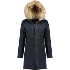 Płaszcz zimowy w kolorze granatowym. Niebieskie kurtki damskie na zimę, xl, z aplikacjami. W wyprzedaży za 349,95 zł.