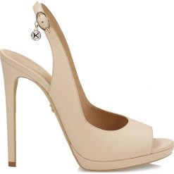 Czółenka: Beżowe czółenka peep toe