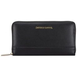 Smith & Canova portfel damski czarny. Czarne portfele damskie Smith & Canova, bez wzorów. Za 199,00 zł.