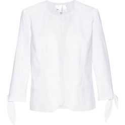 Żakiet z rękawami 3/4 bonprix biały. Białe żakiety damskie bonprix, bez wzorów. Za 89,99 zł.