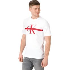 Calvin Klein Monogram Koszulka Biały. Białe podkoszulki męskie Calvin Klein, xl, z haftami, z bawełny, bez kołnierzyka, krótkie. Za 204,95 zł.