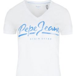 T- shirt Pepe Jeans. Białe koszulki damskie xs, bez wzorów, z jeansu, klasyczne, z klasycznym kołnierzykiem. Za 79,00 zł.