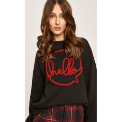 Answear - Bluza. Czarne bluzy damskie ANSWEAR, s, z aplikacjami, z bawełny, bez rękawów, bez kaptura. W wyprzedaży za 59,90 zł.