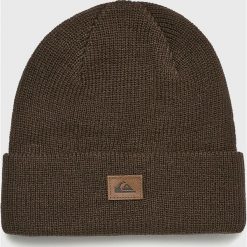Quiksilver - Czapka. Zielone czapki męskie Quiksilver, na zimę, bez wzorów, z dzianiny. W wyprzedaży za 59,90 zł.