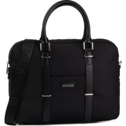 Torba na laptopa GUESS - New Milano HM6901 PL201 BLA. Czarne torby męskie skórzane Guess, z aplikacjami, ze skóry ekologicznej. W wyprzedaży za 519,00 zł.