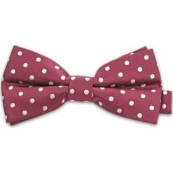 Bladoczerwona Mucha w Białe Groszki, Kropki, Męska MUVRN0047. Czerwone muszki męskie Vernon, na imprezę, w paski, eleganckie. Za 29,00 zł.
