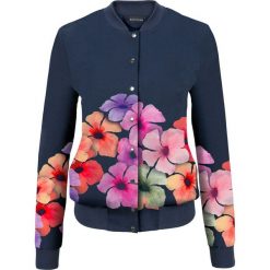 Kurtka bejsbolówka bonprix ciemnoniebieski w kwiaty. Niebieskie kurtki damskie bonprix, w kwiaty, bez kaptura. Za 54,99 zł.