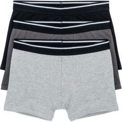 Bokserki (3 pary) bonprix czarno-szaro-szary melanż. Szare bokserki męskie bonprix, melanż. Za 38,97 zł.