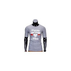 T-shirty męskie: T-SHIRT MĘSKI Z NADRUKIEM S776 – SZARY