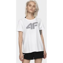 T-shirt damski TSD304 - biały. Białe t-shirty damskie 4f, bez wzorów, bez kołnierzyka. Za 49,99 zł.