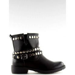 Botki militarne czarne A89811 Black. Czarne botki damskie ButyModne, ze skóry ekologicznej, eleganckie, bez obcasa, na płaskiej podeszwie, bez zapięcia. W wyprzedaży za 99,00 zł.