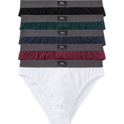 Slipy (5 par) bonprix czarny + głęboki zielony + ciemnoniebieski + czerwony klonowy + biały. Czerwone slipy męskie marki bonprix, xl, bez wzorów, z bawełny. Za 49,95 zł.