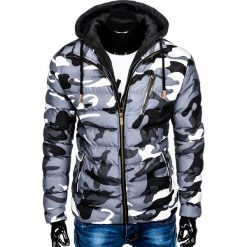 Kurtka męska przejściowa pikowana C384 - szary/moro. Szare kurtki męskie Ombre Clothing, s, moro, z poliesteru, bez kaptura. Za 149,00 zł.