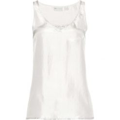 Top z jedwabiu bonprix biel wełny. Białe topy damskie bonprix, z koronki. Za 129,99 zł.