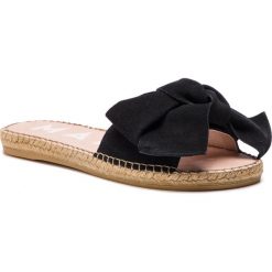 Espadryle MANEBI - Sandals With Bow K 1.0 J0 Black Suede. Czarne espadryle damskie marki Manebi, z aplikacjami, ze skóry, bez obcasa. Za 449,00 zł.