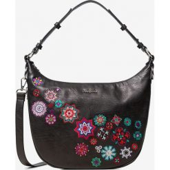 Desigual Nanit Siberia Torebka Czarny. Czarne torebki klasyczne damskie Desigual, w paski, z materiału, z haftem. Za 326,95 zł.