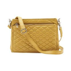 DEPECHE. Torba skórzana żółty female żółty. Żółte torebki klasyczne damskie w paski, ze skóry, eleganckie, zdobione. W wyprzedaży za 189,00 zł.