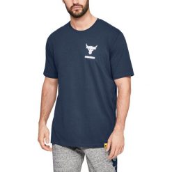 Under Armour Project Rock BSR Koszulka Niebieski. Niebieskie podkoszulki męskie Under Armour, xxl, z nadrukiem, z elastanu, z krótkim rękawem. Za 171,95 zł.
