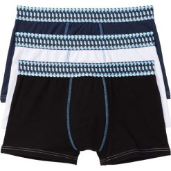 Bokserki (3 pary) bonprix niebiesko - biały. Niebieskie bokserki męskie marki bonprix, z aplikacjami. Za 50,97 zł.
