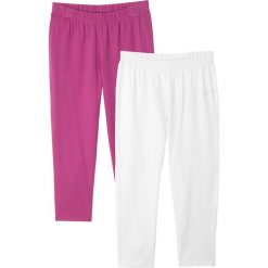 Legginsy 3/4 (2 pary) bonprix fioletowa orchidea + biały. Białe spodnie dziewczęce bonprix, w paski. Za 45,98 zł.