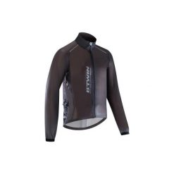 Kurtka przeciwdeszczowa na rower szosowy ROADRACING ULTRALIGHT męska. Białe kurtki męskie VAN RYSEL, m, bez wzorów, z materiału, bez kaptura. Za 139,99 zł.