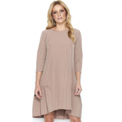 Cappuccino Casualowa Luźna Sukienka z Falbanką. Różowe sukienki balowe Molly.pl, na co dzień, s, z kopertowym dekoltem, kopertowe. Za 129,90 zł.
