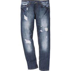 Dżinsy Regular Fit Tapered bonprix ciemnoniebieski "used". Niebieskie jeansy męskie bonprix, m, bez wzorów, z jeansu. Za 44,99 zł.
