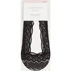 2 pack koronkowych balerinek. Skarpetki damskie Moodo, bez wzorów, z elastanu. Za 19,99 zł.