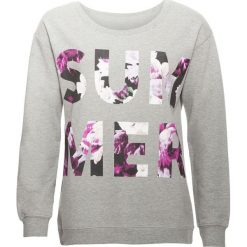 Bluza z nadrukiem bonprix jasnoszary melanż. Szare bluzy damskie bonprix, z nadrukiem, bez rękawów, bez kaptura. Za 49,99 zł.